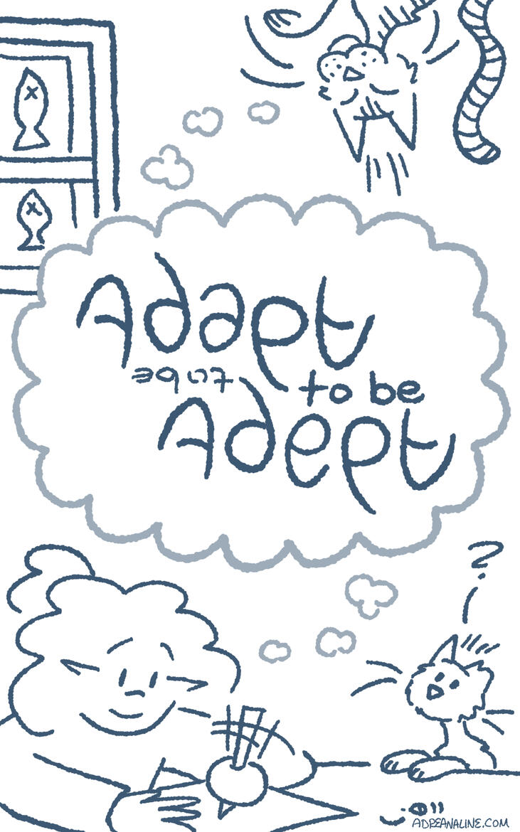 "Adapt to be Adept" flippable comic for SAW InBetween anthology
